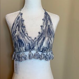 Crochet fringe halter top NWT